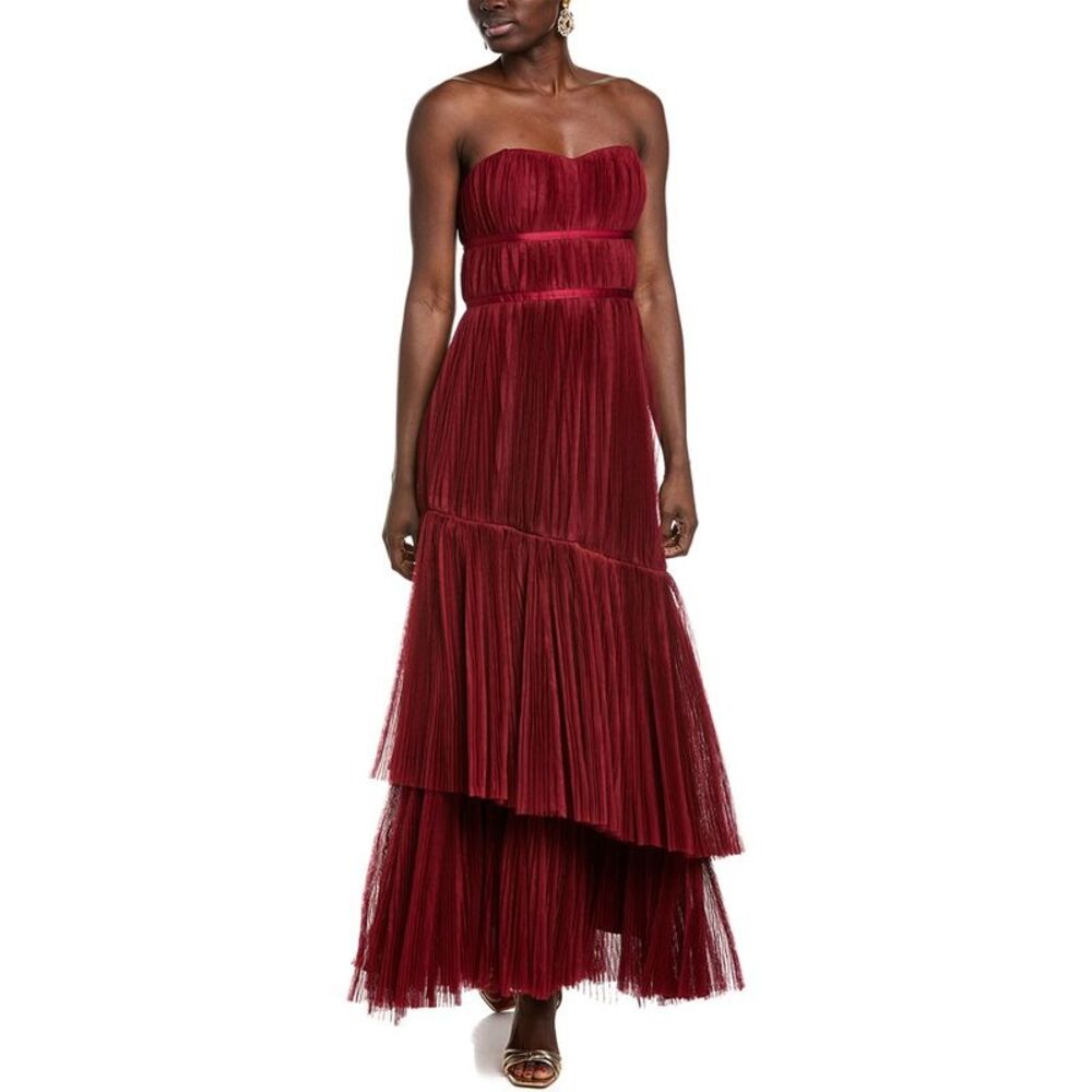 Hutch Burgundy Strapless Midi Dress